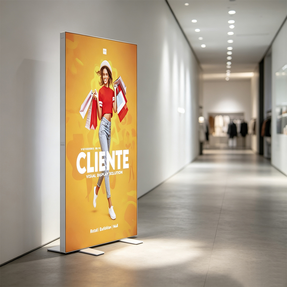 Floor standing double sided LED light box for retail store entrance advertising