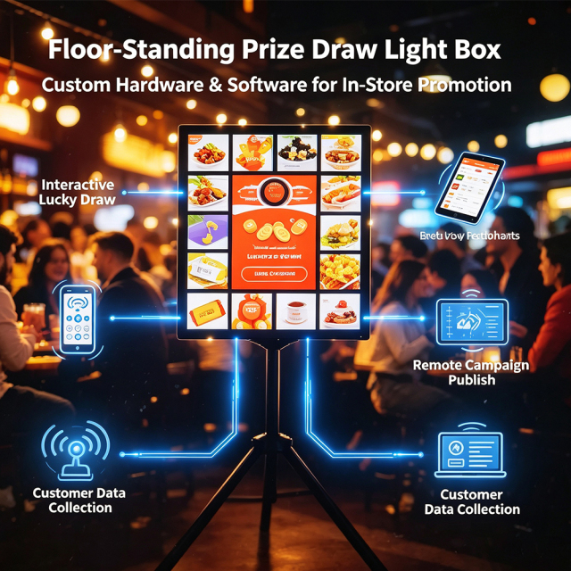 Floor-Standing Prize Draw Light Box
 Custom floor standing digital lightbox, integrated cloud control system for retail promotion 