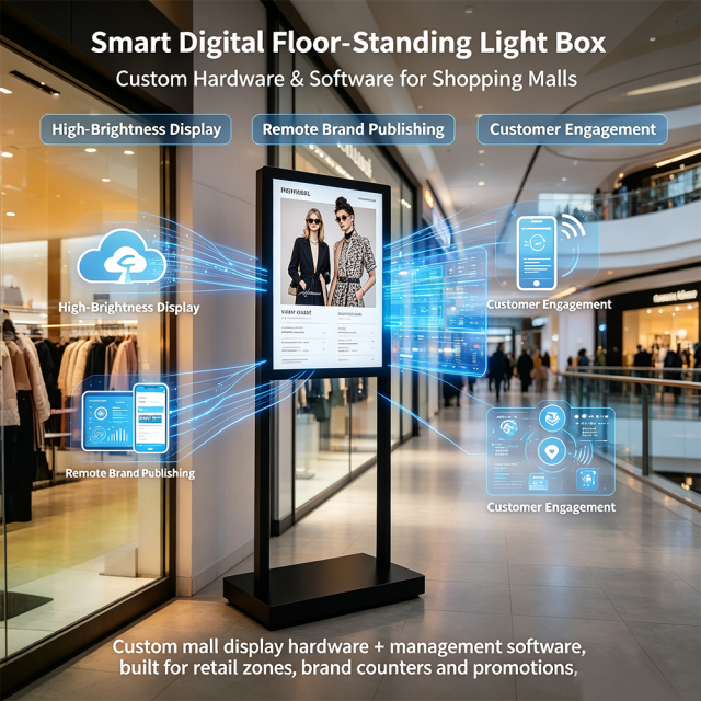 Smart Global Floor Standing Light Box
 Smart floor standing commercial display, scene-based customized digital signage 