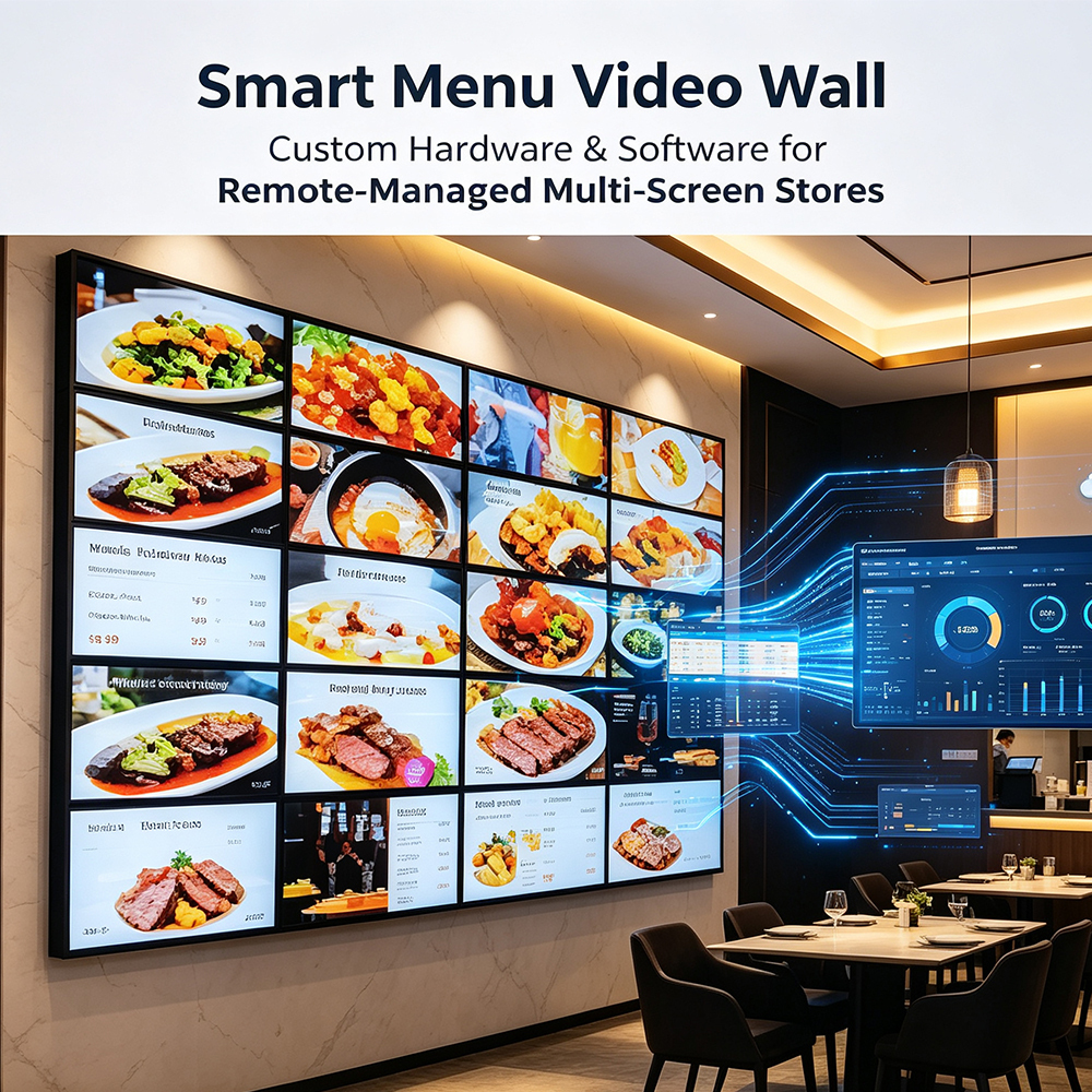 Smart Menu Video Wall
 Restaurant smart menu video wall, remote content management system 