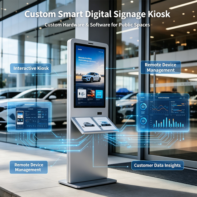 Car showroom vertical digital kiosk
 Vertical digital kiosk for auto showroom, one-stop custom signage project 