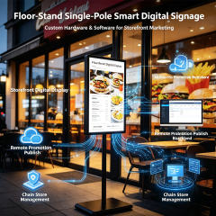 Floor standing pole digital display
 Pole mounted outdoor digital screen, integrated software hardware solution 