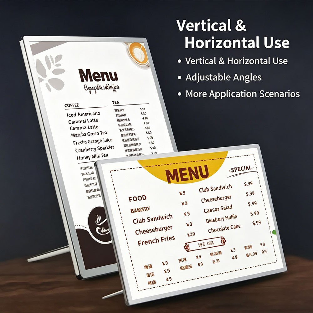 Vertical & horizontal desktop LED illuminated menu sign A3 A4 sizes