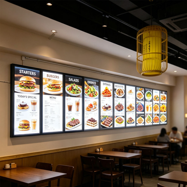 Multi-link LED menu board full wall system for fast food restaurant