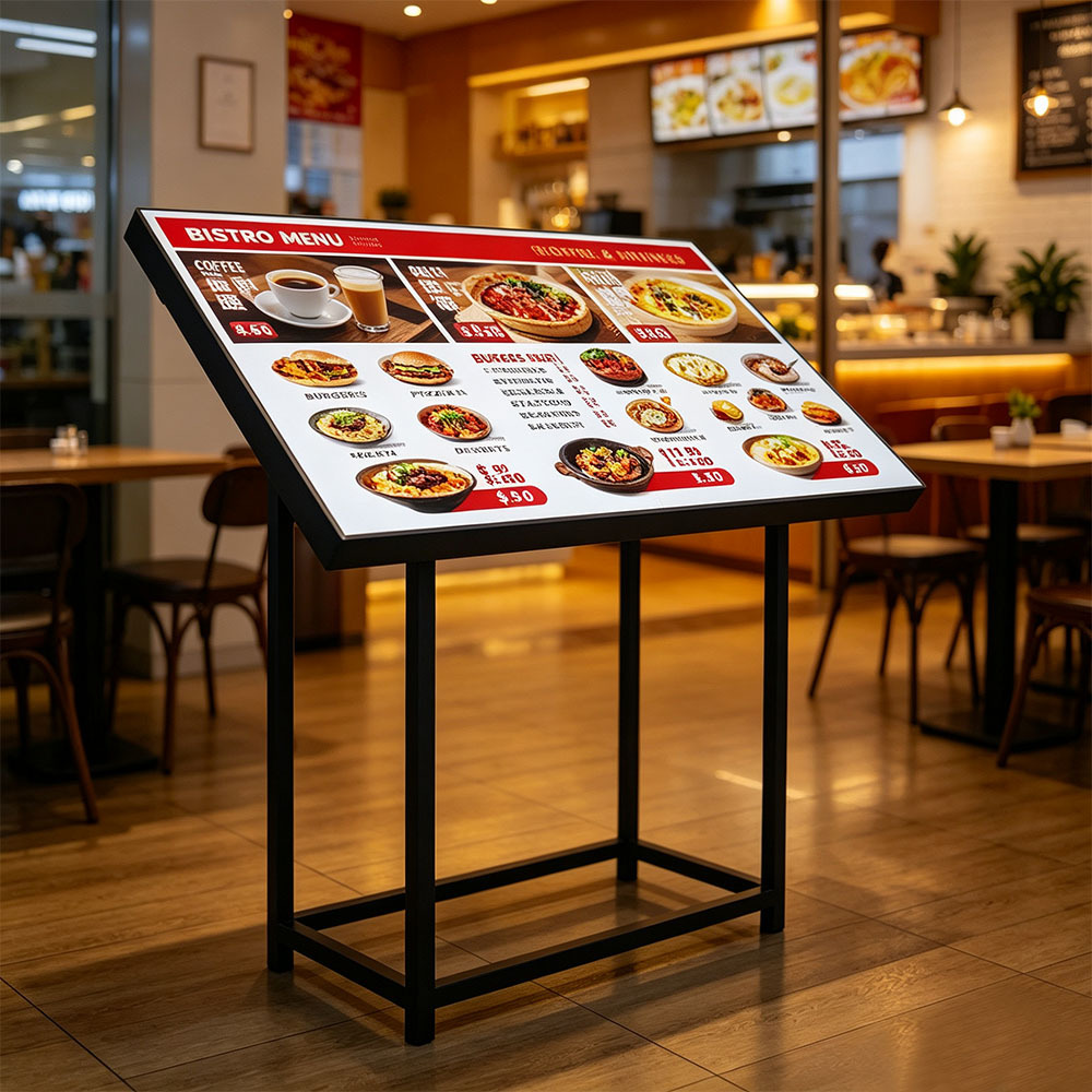 Freestanding LED menu board storefront ground standing illuminated price menu