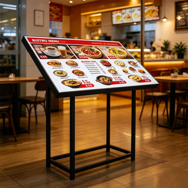 Freestanding LED menu board storefront ground standing illuminated price menu