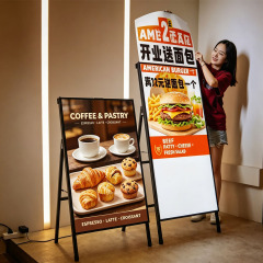 Foldable A-Frame LED menu board heavy iron frame storefront menu display