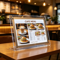 Acrylic crystal LED menu board tabletop cafe backlit food menu