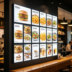 Combined multi LED illuminated menu wall for burger shop