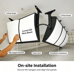 On-site installation of curved LED menu board poster replacement