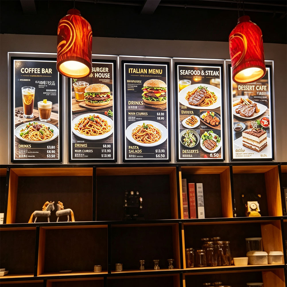 Hanging acrylic crystal LED menu board for shop menu