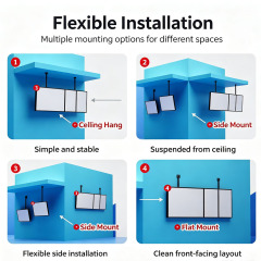 Flexible installation diagram for combined hanging LED menu panels