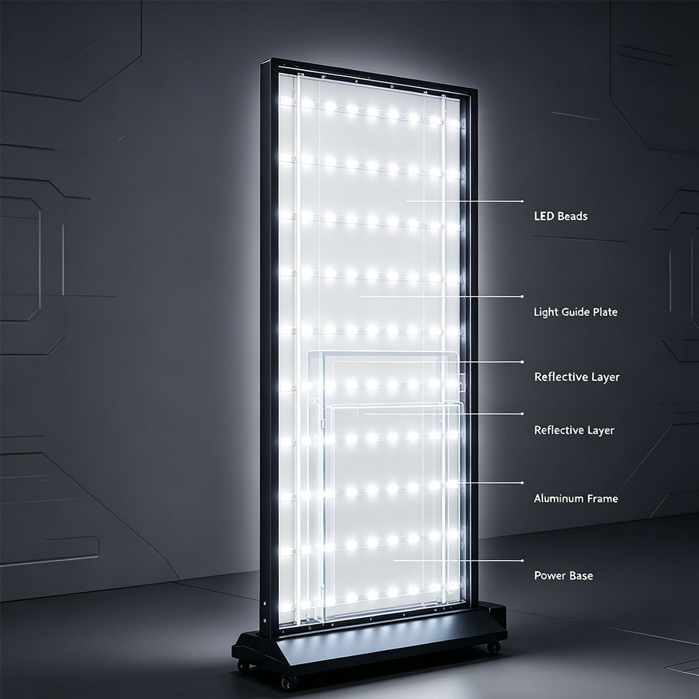 Freestanding Mobile LED Menu Board,Adelightbox,Freestanding Mobile LED Menu Board | Rolling Menu Sign