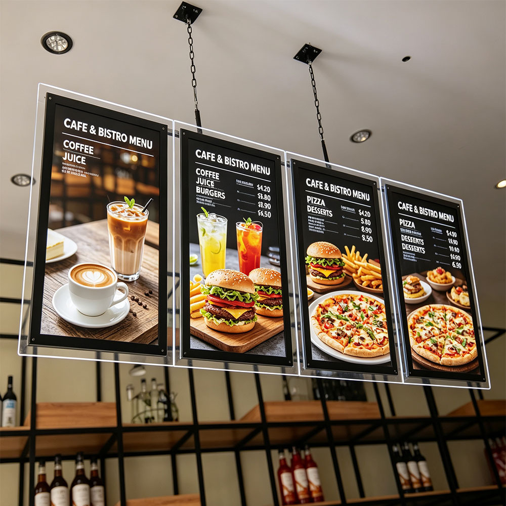 Acrylic Crystal LED Menu Board,Adelightbox,Acrylic Crystal LED Menu Board | Cafe Tabletop Menu Sign