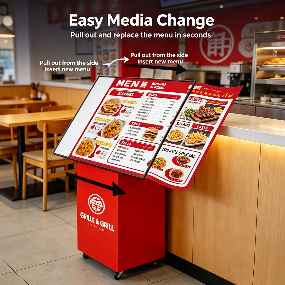 Slant Top Mobile LED Menu Board,Adelightbox,Slant Top Mobile LED Menu Board | Restaurant Storefront Sign