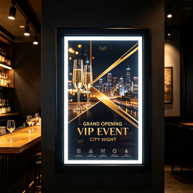 Wide flat face LED lightbox with commercial poster for shopping mall flagship shop