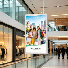 Round corner hanging double-sided ultra-thin LED light box suspended in shopping mall corridor