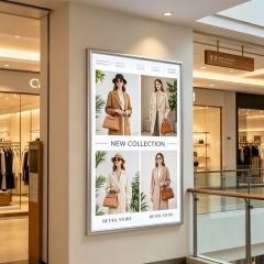 20mm curved aluminum frame ultra-thin LED light box wall mounted in clothing retail shop