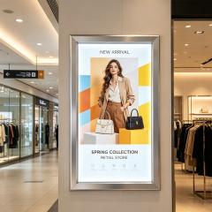 60mm flat face ultra-thin LED light box installed in fashion shopping mall corridor
