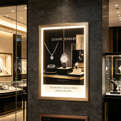 40mm flat face 8mm ultra-thin LED light box installed in luxury jewelry store