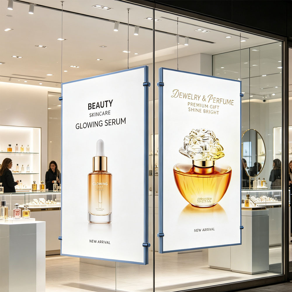 Advertising stud fixed hanging ultra-thin light box with cosmetic brand poster