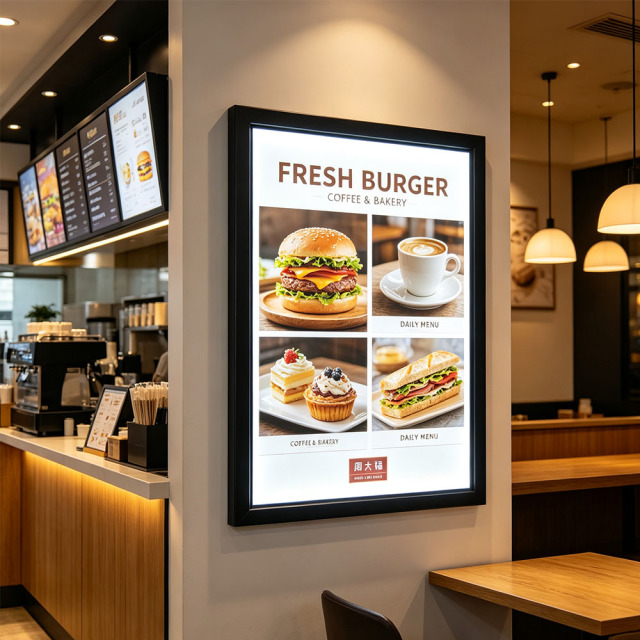 28mm depth ultra thin light box for fashion retail corridor wall display