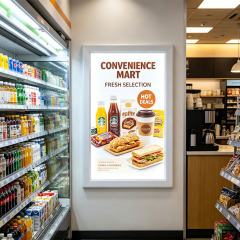 Heavy-duty flat aluminum frame LED light box for supermarket promotion poster display