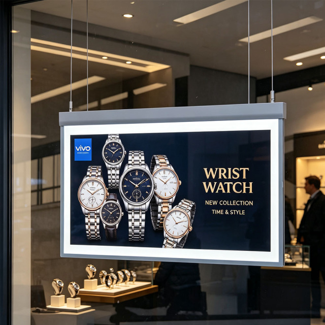 Side slide poster POP LED light box hanging inside shopping mall aisle