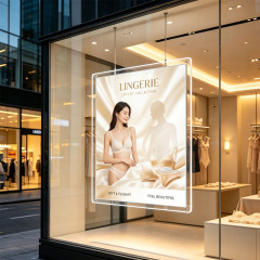Transparent crystal ultra-thin light box for luxury store front advertising