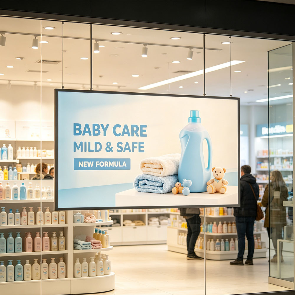 Hanging Slide-in Ultra-thin LED Light Box, Tempered Glass Panel,Adelightbox,Ultra-thin LED Light Box | Hanging Slide-in Type