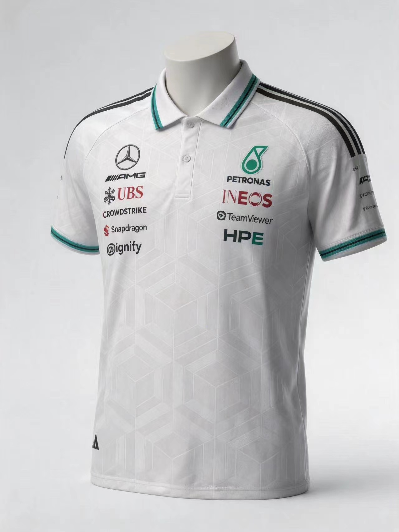 2026 F1 Mercedes-Benz Polo-Collar（white） Racing Shirt