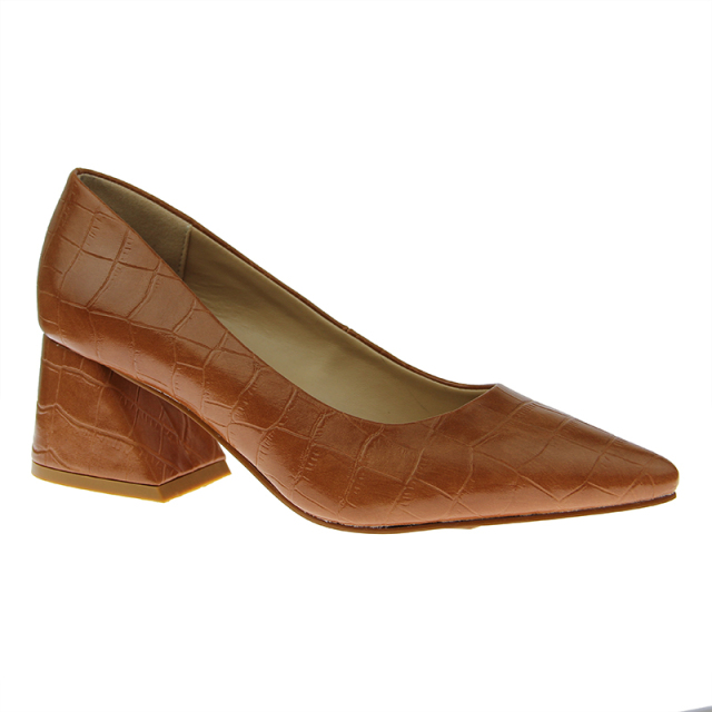 Hot Sell chunky Block Heel Ladies Shoes Pointed Women's Shoes with Covered Heel