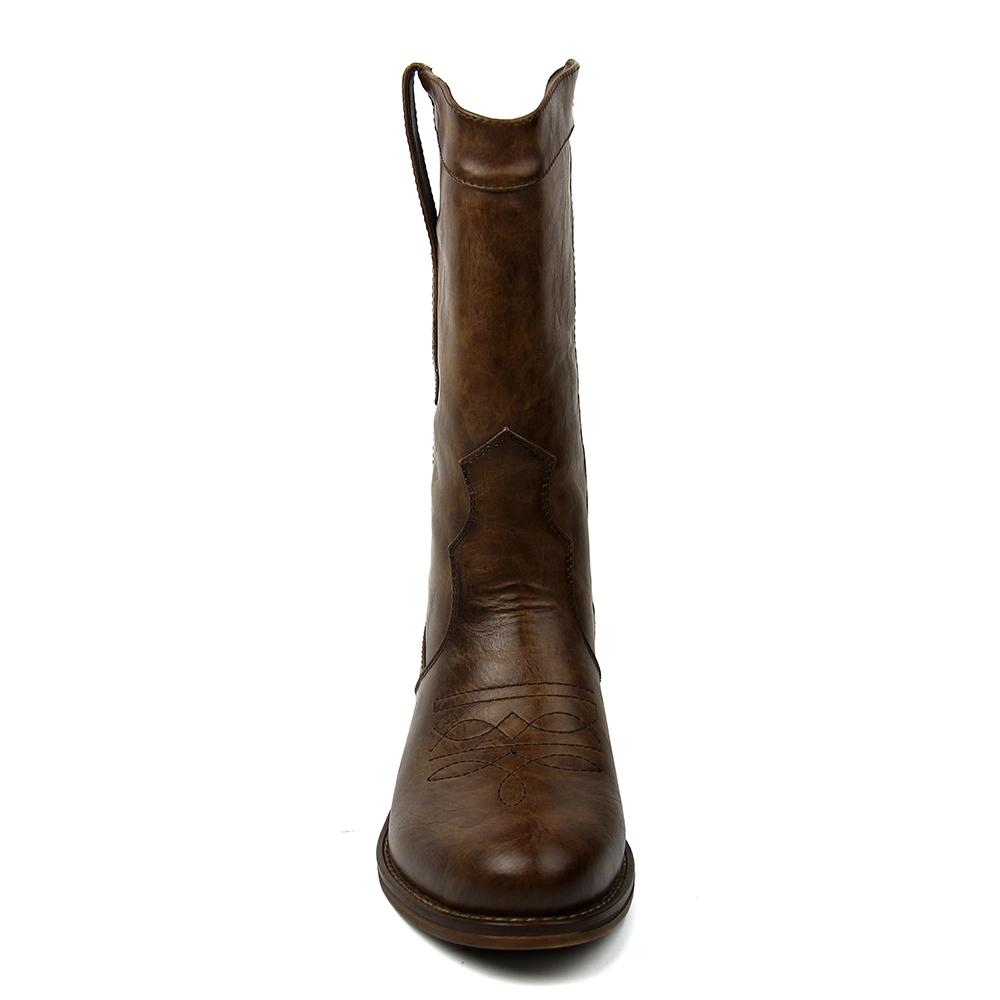 2020 New lady long boots with brushed PU in embroidery design