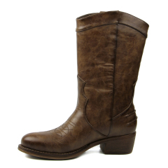 2020 New lady long boots with brushed PU in embroidery design