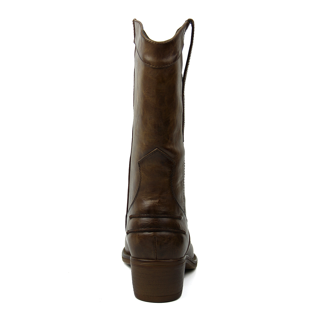 2020 New lady long boots with brushed PU in embroidery design