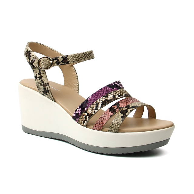 2020 New arrivals Ladies snake PU soft wedge sandals shoes for women