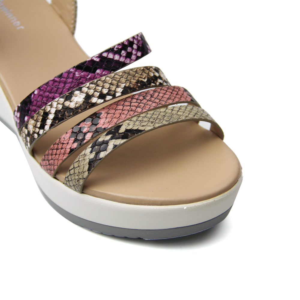 2020 New arrivals Ladies snake PU soft wedge sandals shoes for women