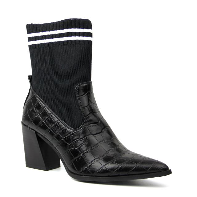 manufacture stylish casual knit sexy high block heel boots shoes for women and ladies