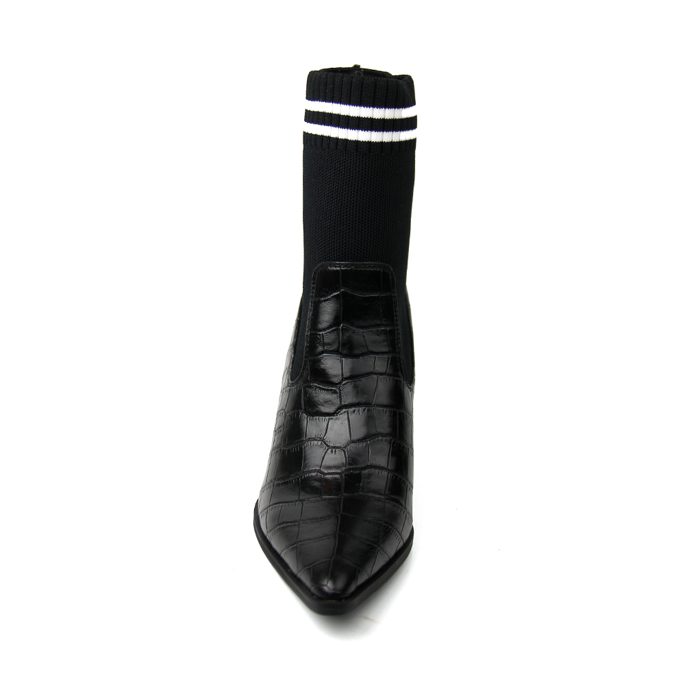 manufacture stylish casual knit sexy high block heel boots shoes for women and ladies