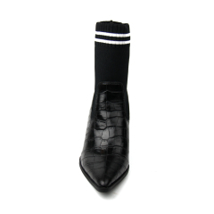 manufacture stylish casual knit sexy high block heel boots shoes for women and ladies