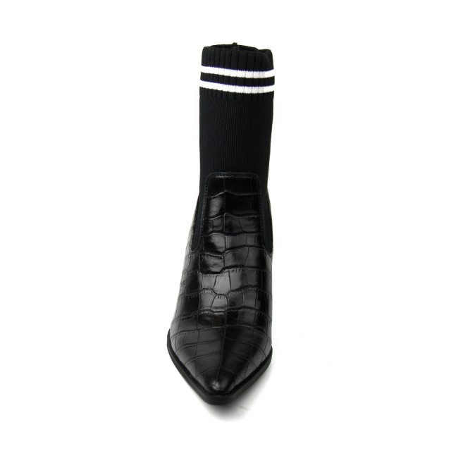 manufacture stylish casual knit sexy high block heel boots shoes for women and ladies