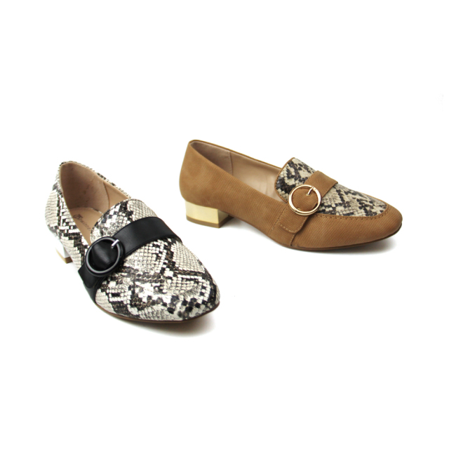 Customize Stylish Casual ladies Snake Flat Pumps shoes for women with metal heel