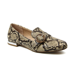 Hot Sell Snake Flat Ladies Pumps Pointed Women's Shoes with Covered metal Heel