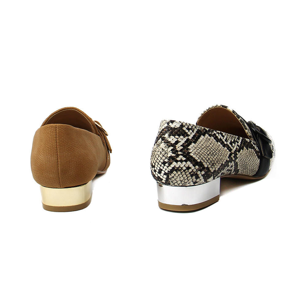 Customize Stylish Casual ladies Snake Flat Pumps shoes for women with metal heel