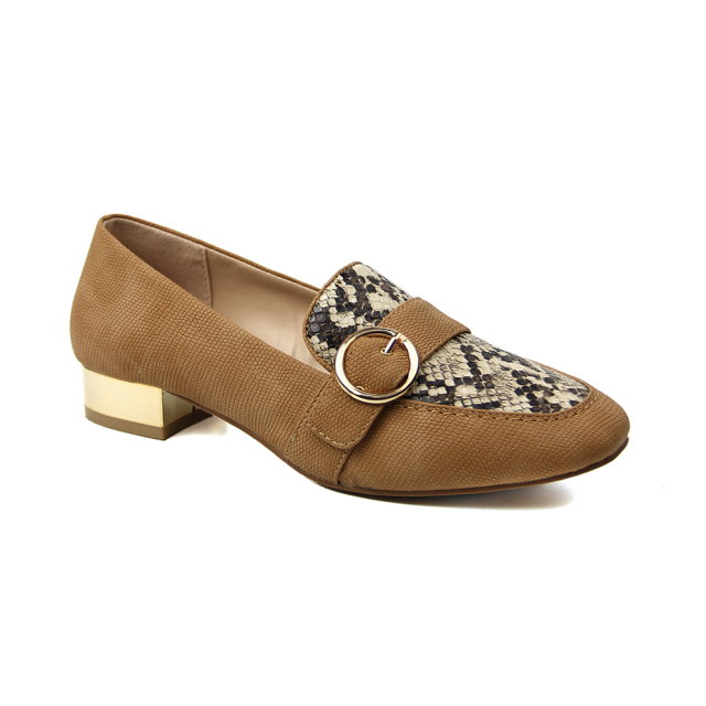 Customize Stylish Casual ladies Snake Flat Pumps shoes for women with metal heel