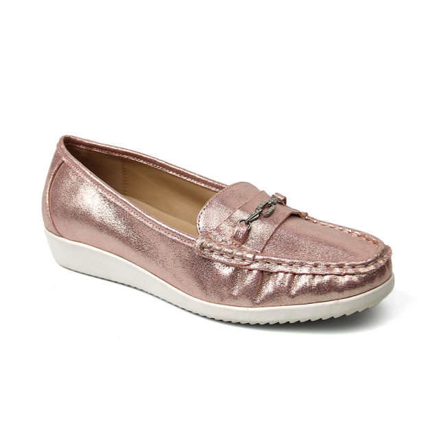 Customize Stylish Shinny Metalic ladies Flat Pumps shoes for women