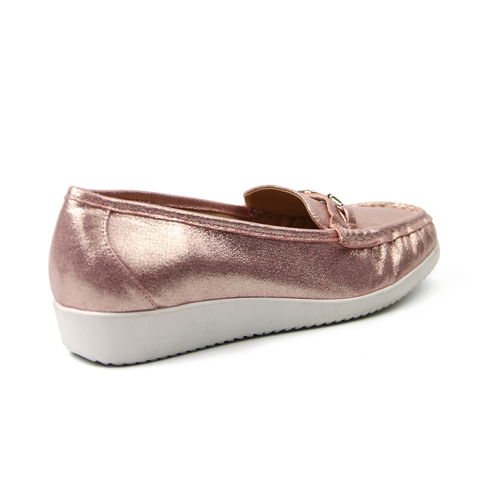Customize Stylish Shinny Metalic ladies Flat Pumps shoes for women