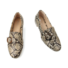 Hot Sell Snake Flat Ladies Pumps Pointed Women's Shoes with Covered metal Heel