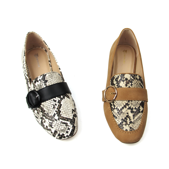 Customize Stylish Casual ladies Snake Flat Pumps shoes for women with metal heel