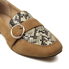 Customize Stylish Casual ladies Snake Flat Pumps shoes for women with metal heel